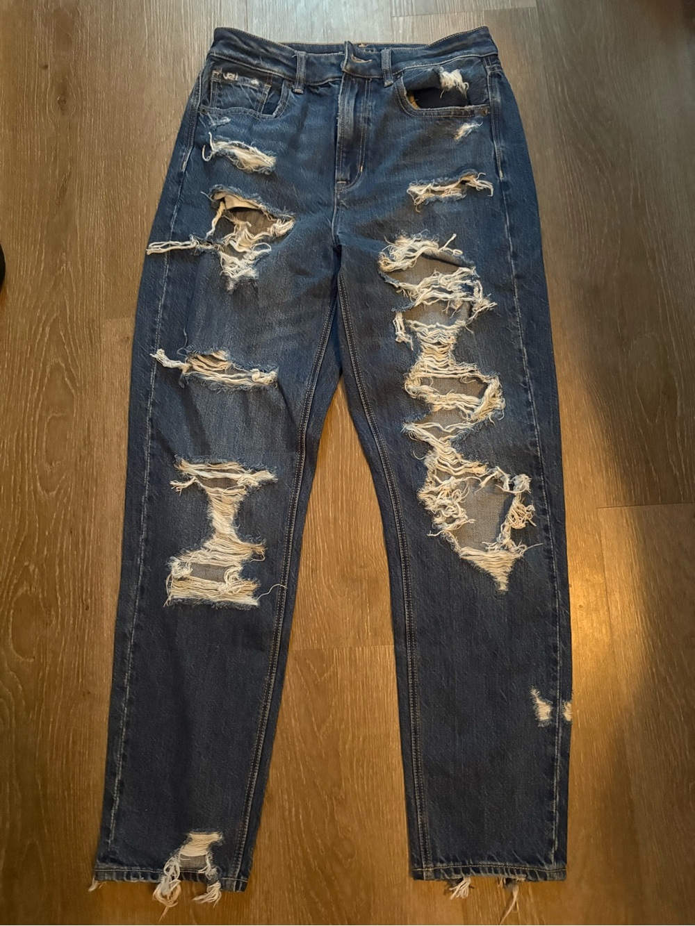 American Eagle Outfitters Dark Blue Slim Straight Ripped Jeans
